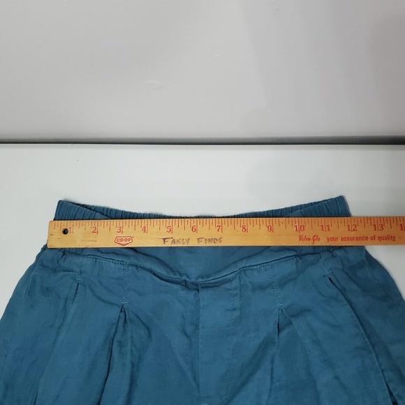 Athleta Womens Linen Wide Leg Pants Size 0 Teal‎ Cropped Beach Travel Resort - Picture 10 of 15